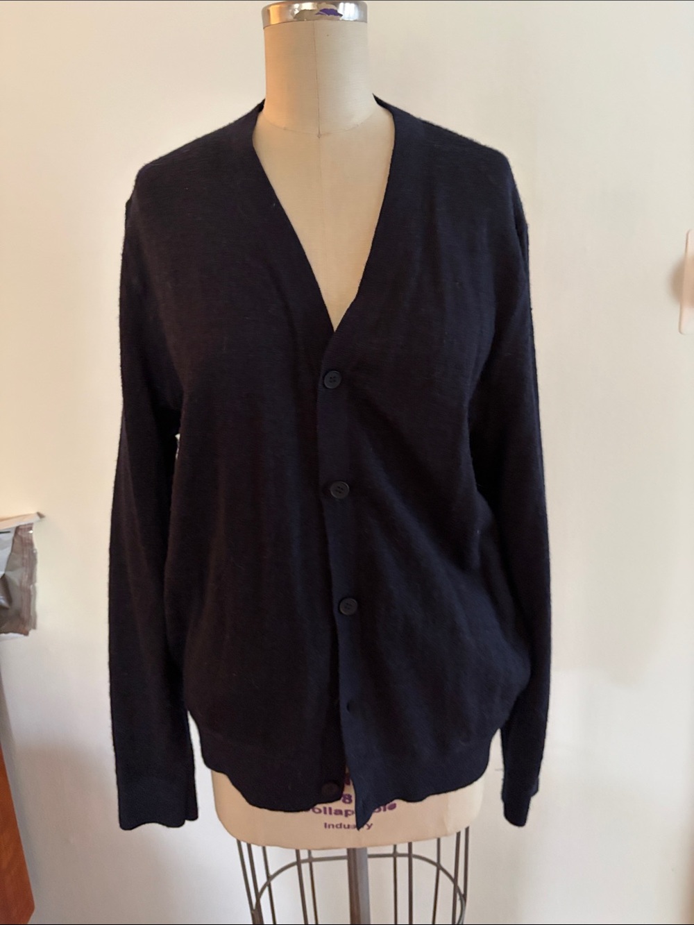 Classic Men's Navy Button-Up Sweater Cardigan COS